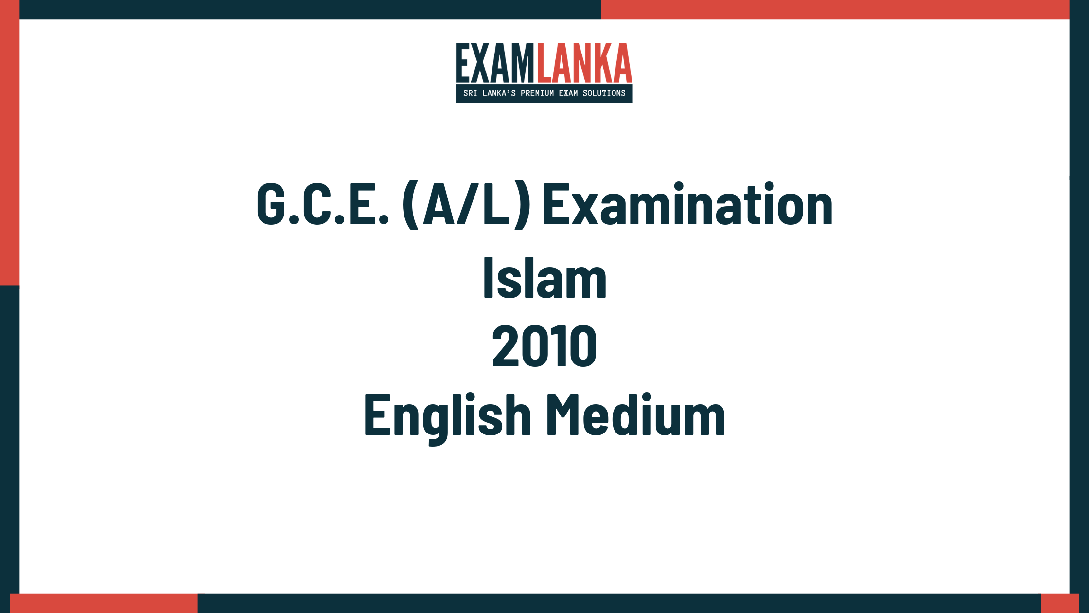 2010 islam past paper english medium