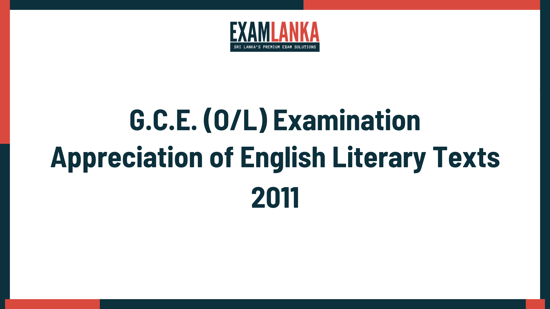 2011 G.C.E. O/L Appreciation of English Literary Texts Past Paper