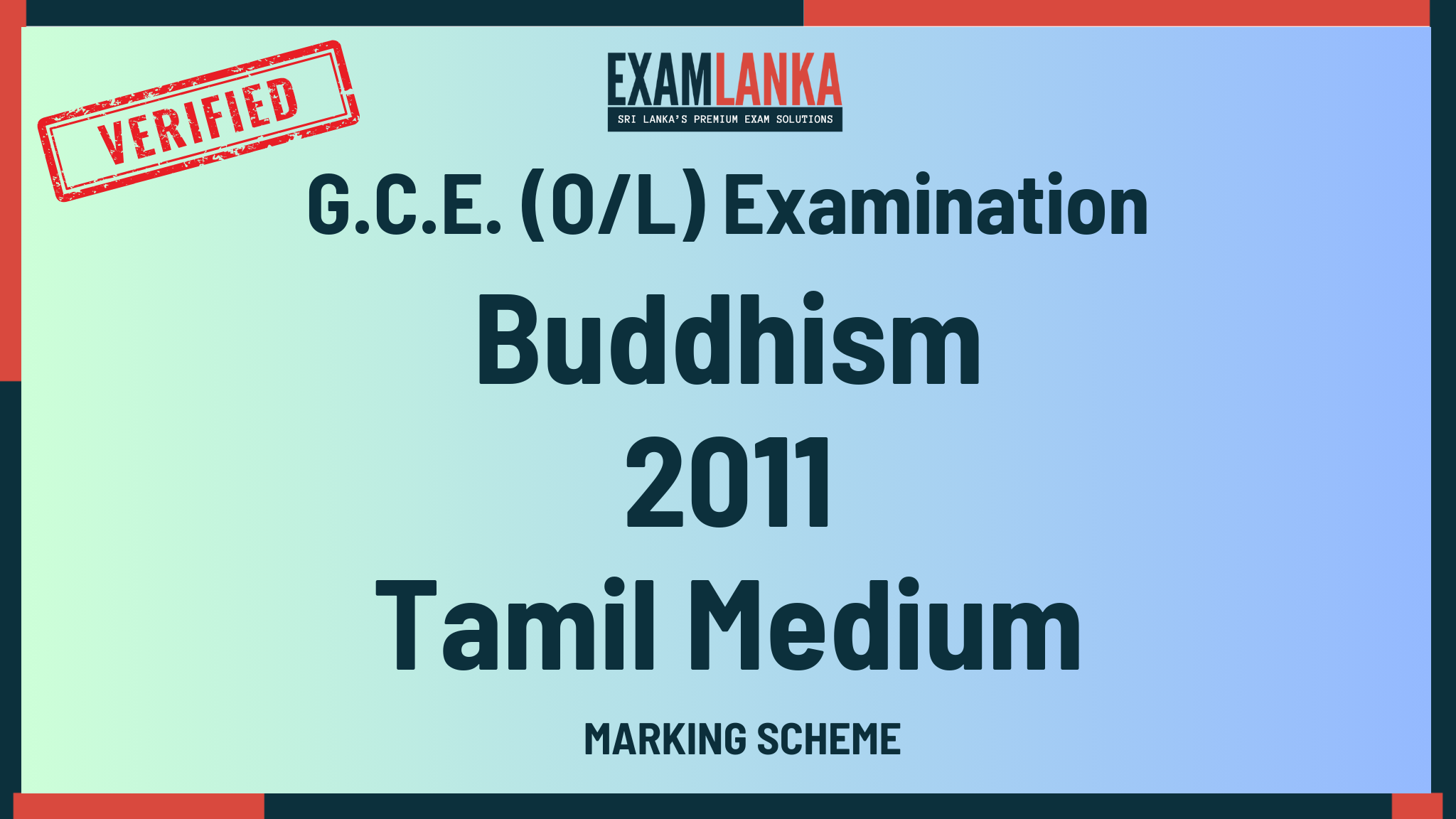 2011 G.C.E. O/L Buddhism Tamil Medium Marking Scheme