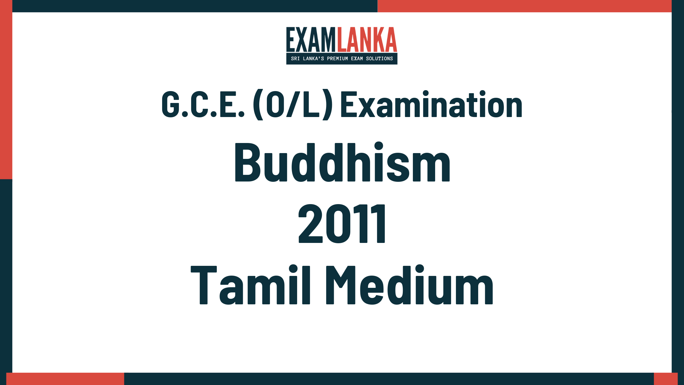 2011 G.C.E. O/L Buddhism Tamil Medium Past Paper