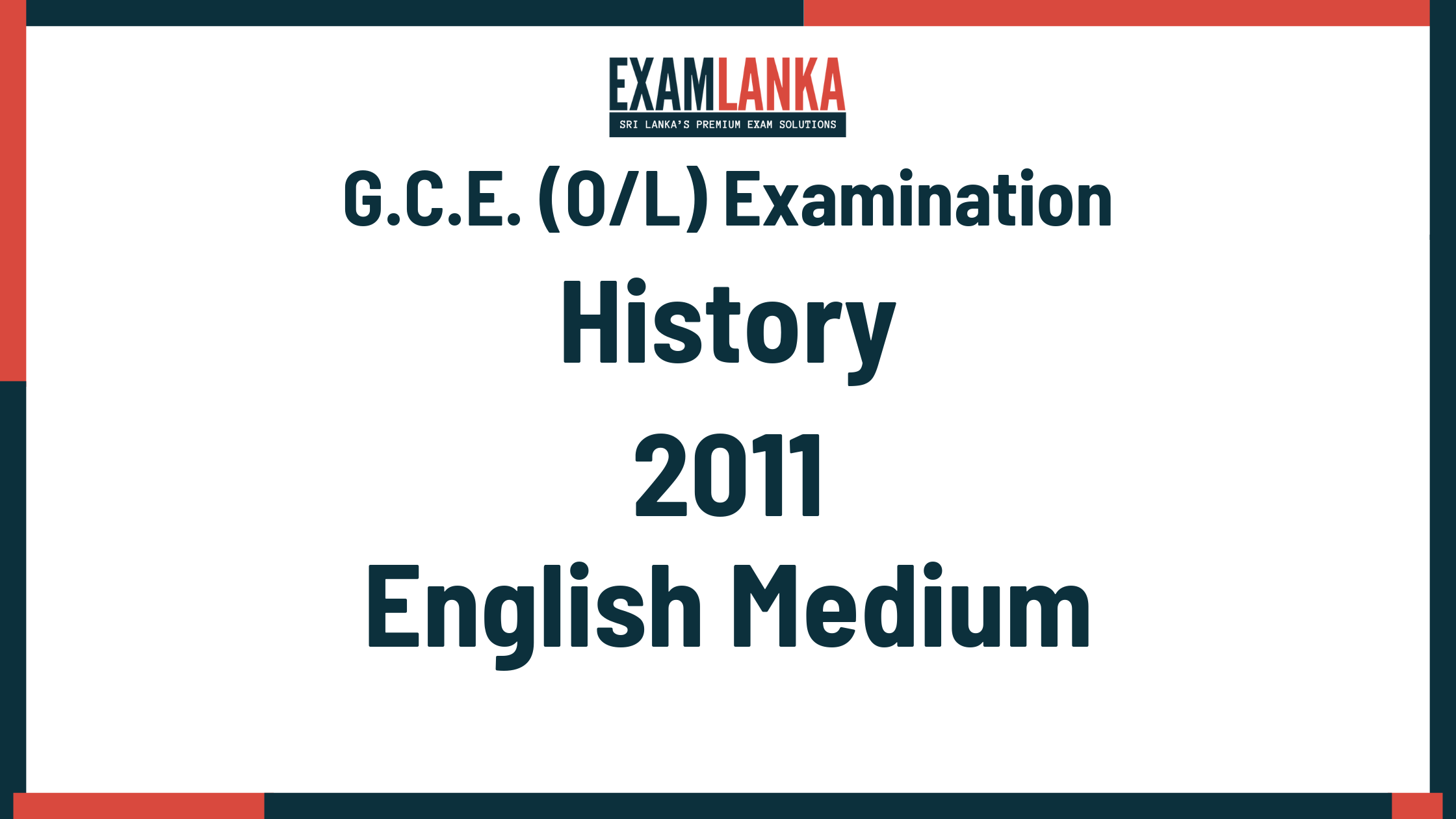 2011 G.C.E. O/L History English Medium Past Paper