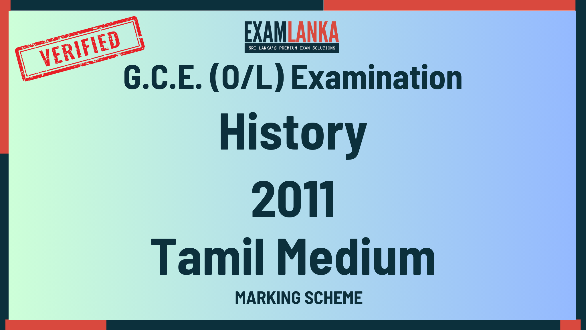 2011 G.C.E. O/L History Tamil Medium Marking Scheme
