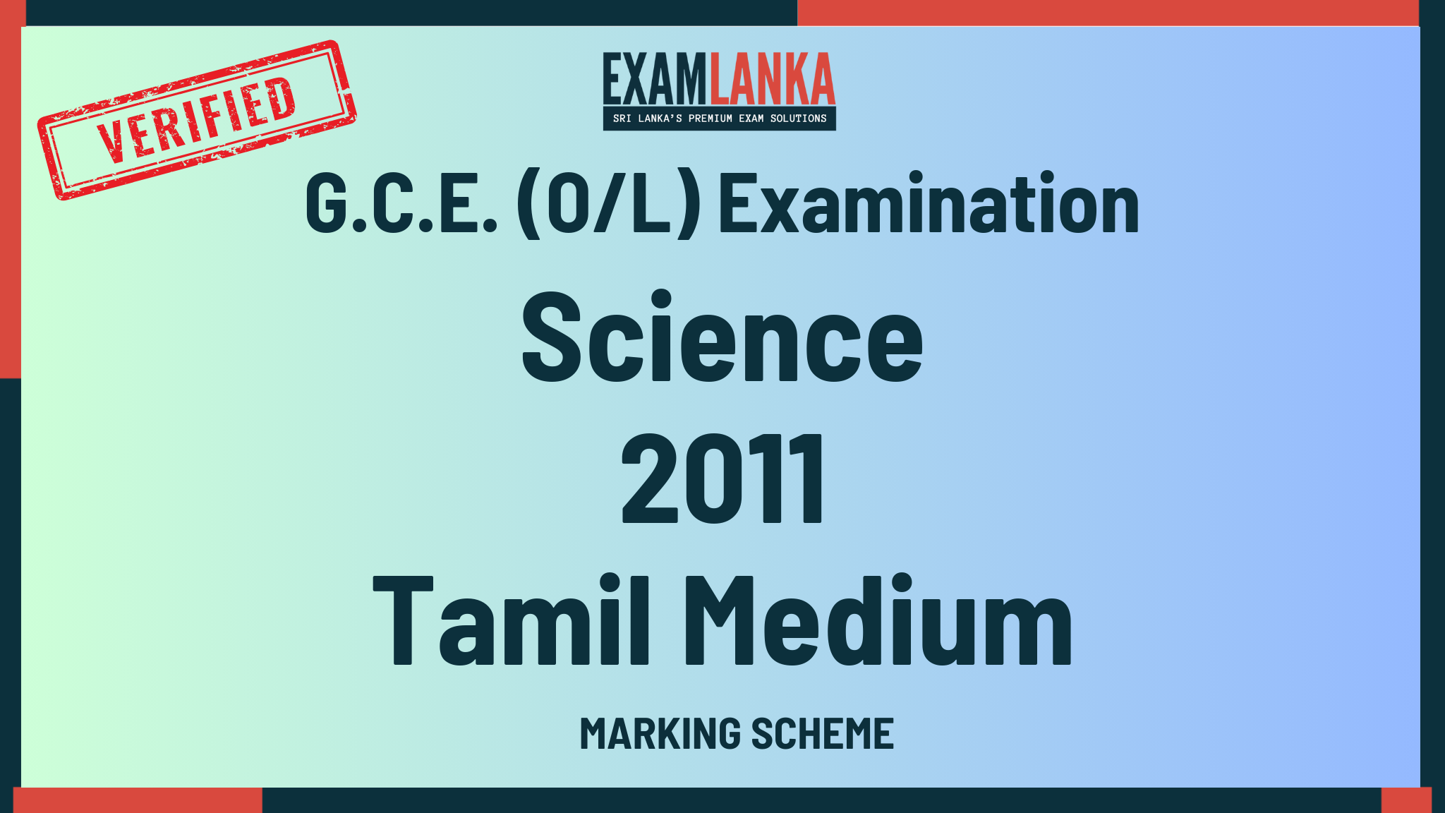 2011 G.C.E. O/L Science Tamil Medium Marking Scheme