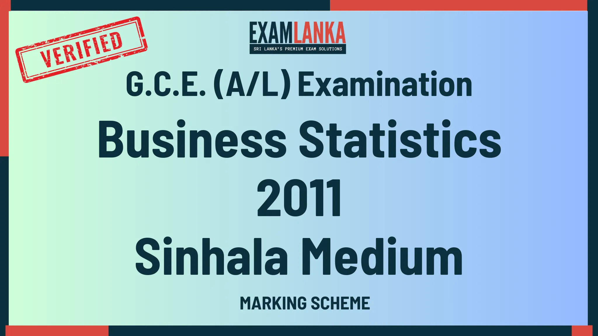 2011 business statistics marking sinhala medium