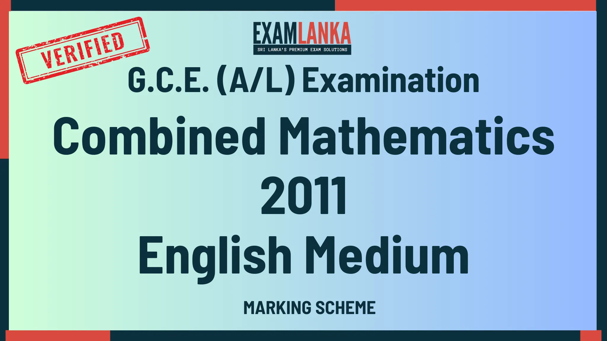 2011 combined mathematics marking english medium