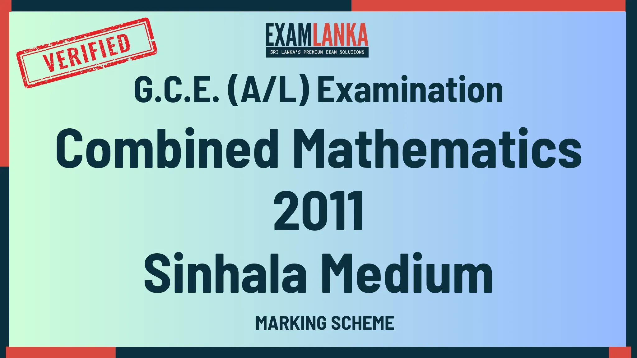2011 combined mathematics marking sinhala medium