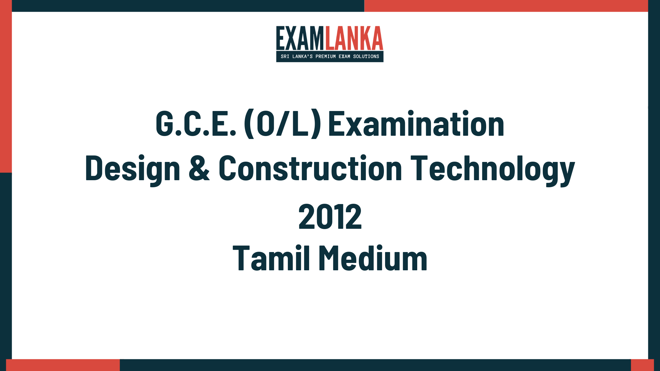 2012 G.C.E. O/L Design & Construction Technology Tamil Medium Past Paper