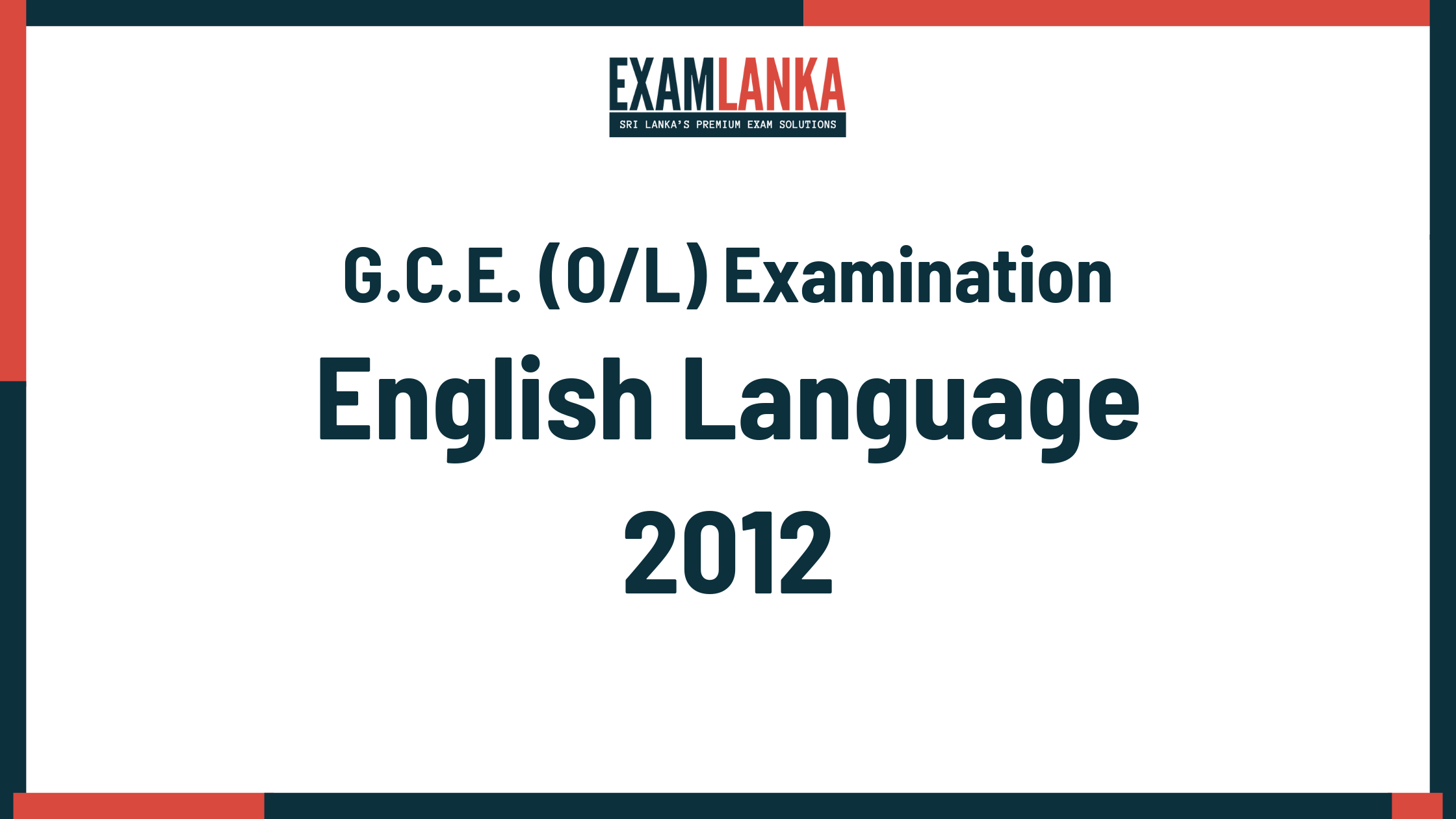 2012 G.C.E. O/L English Language Past Paper