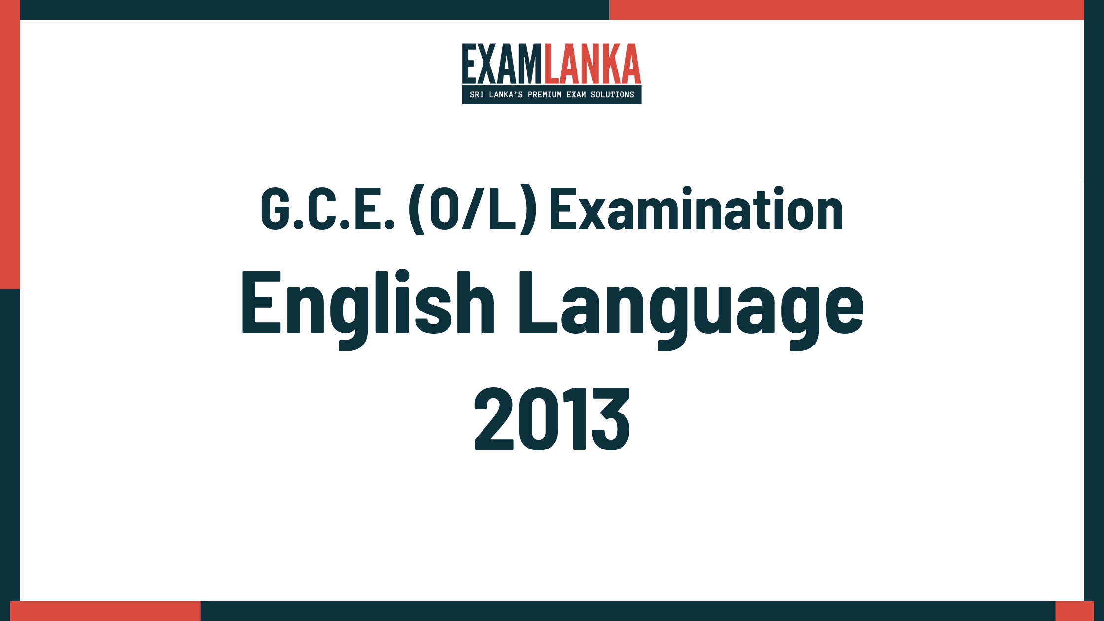 2013 G.C.E. O/L English Language Past Paper