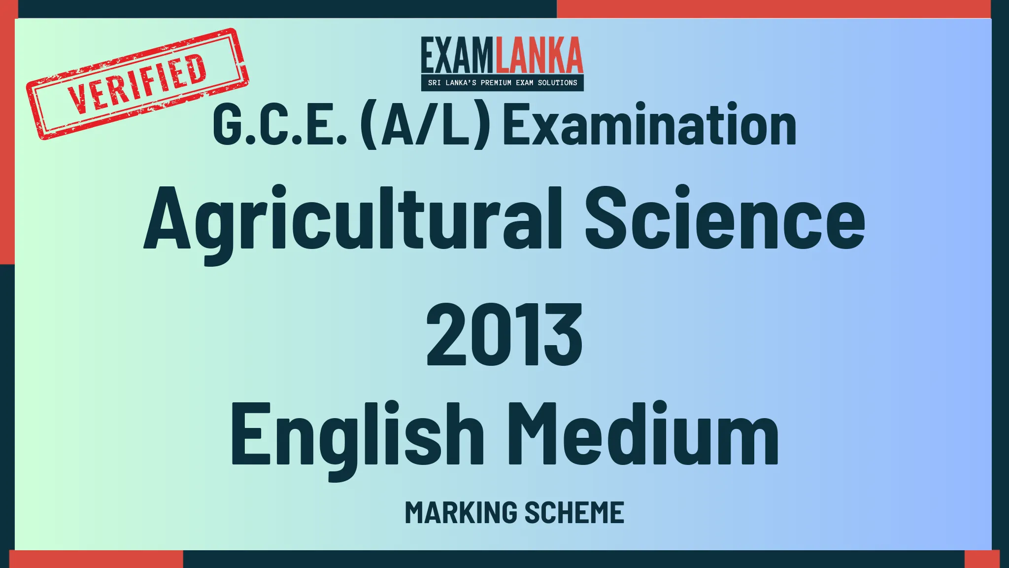 2013 agricultural science marking english medium