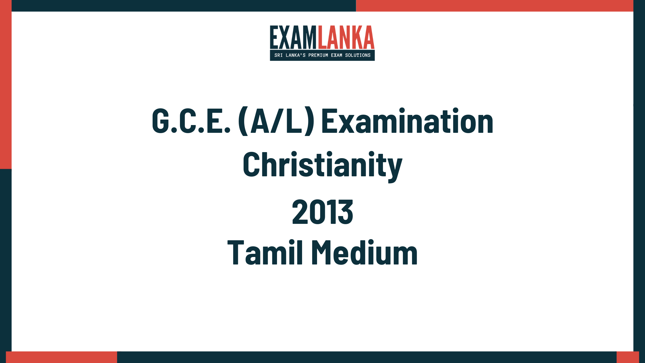 2013 christianity past paper tamil medium