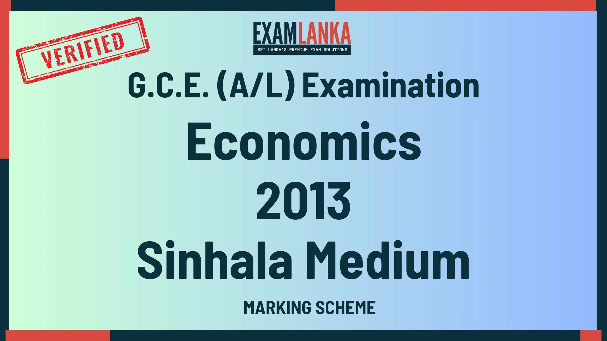 2013 economics marking sinhala medium
