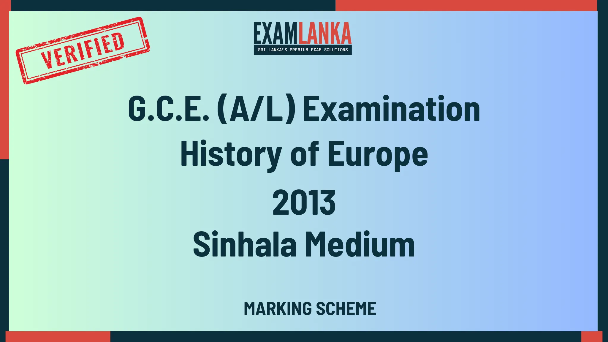2013 history of europe marking sinhala medium