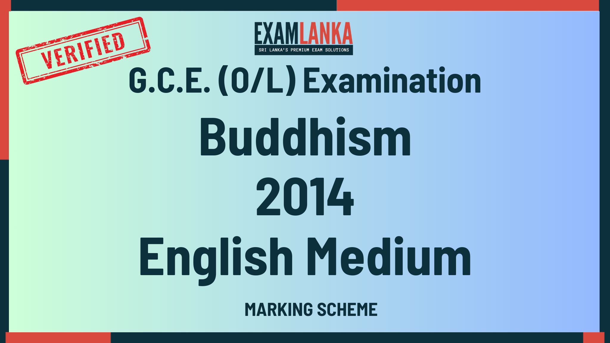 2014 G.C.E. O/L Buddhism English Medium Marking Scheme