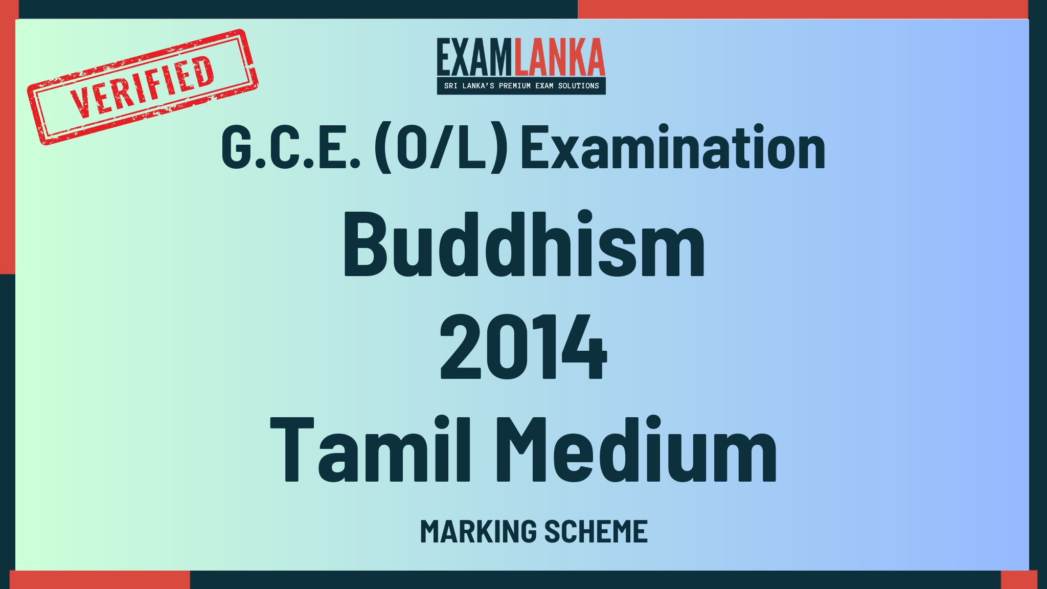 2014 G.C.E. O/L Buddhism Tamil Medium Marking Scheme