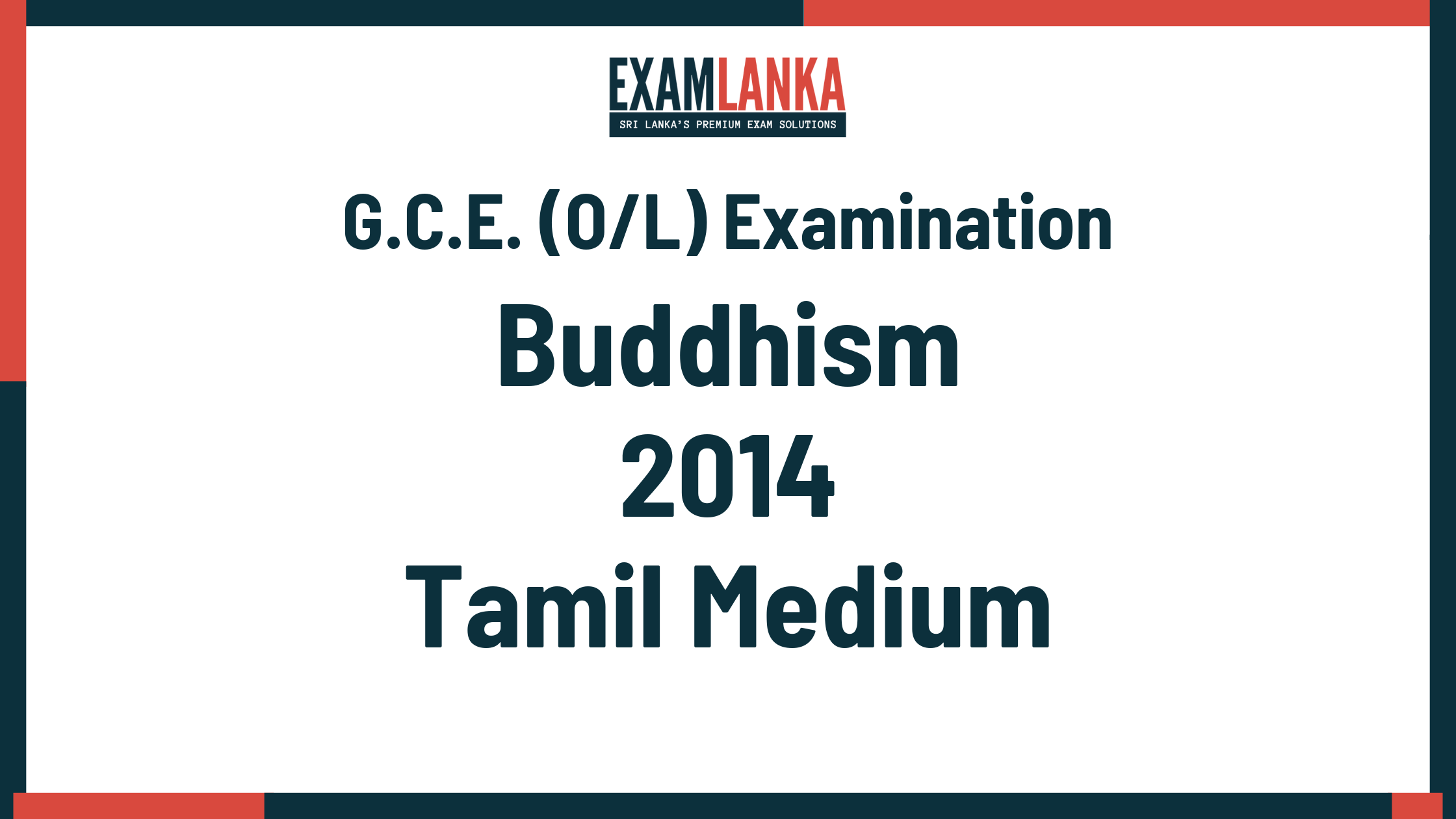 2014 G.C.E. O/L Buddhism Tamil Medium Past Paper