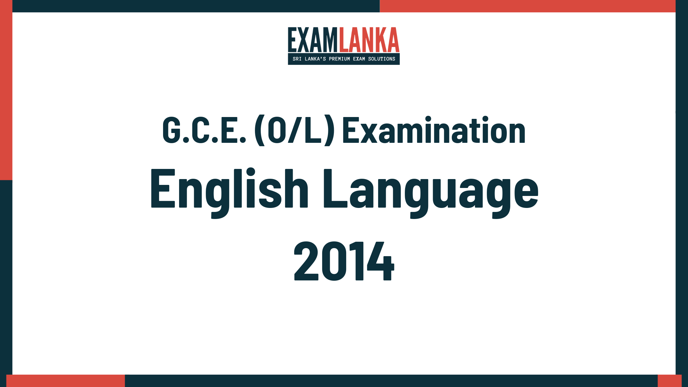 2014 G.C.E. O/L English Language Past Paper