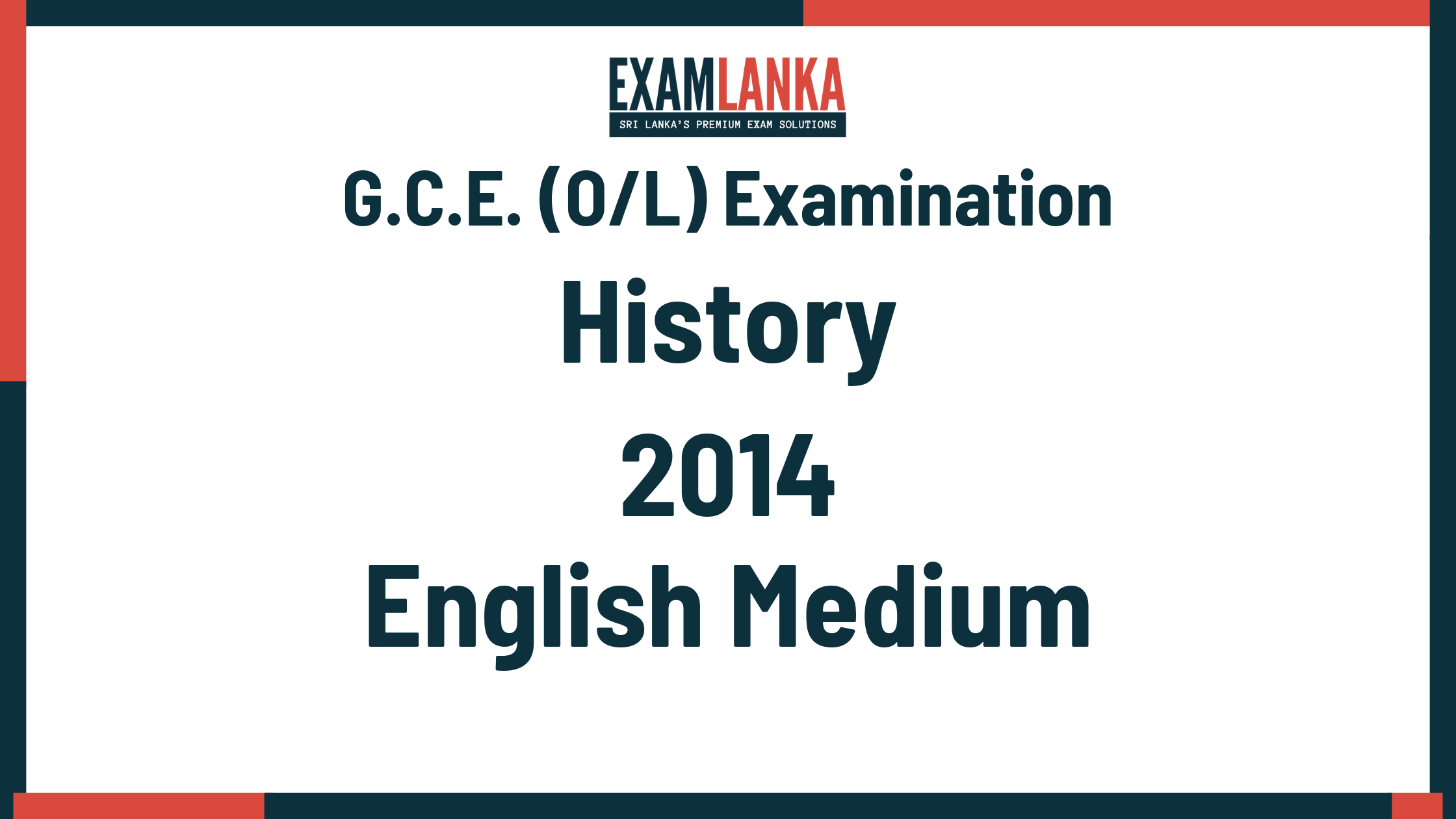 2014 G.C.E. O/L History English Medium Past Paper