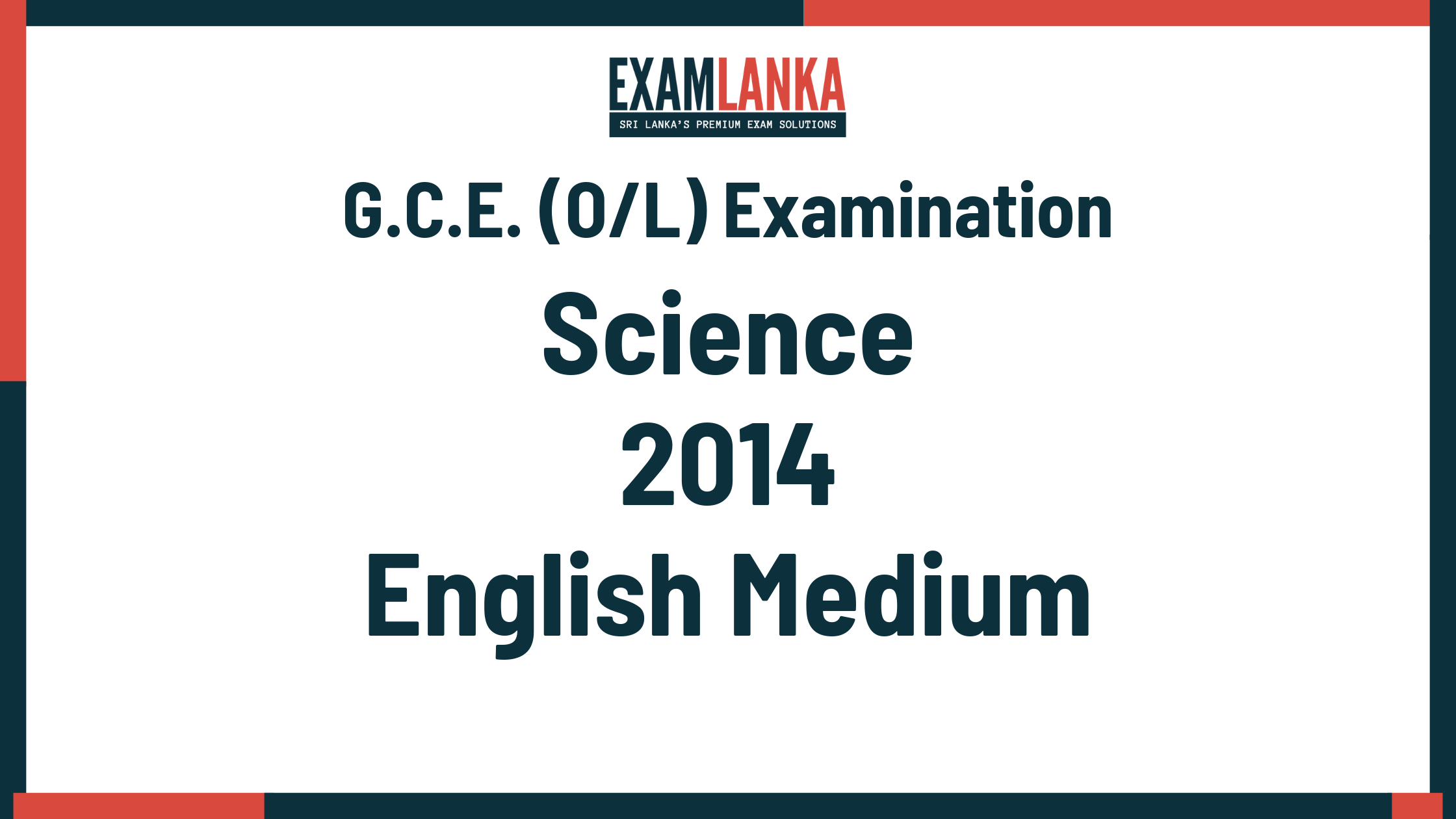 2014 G.C.E. O/L Science English Medium Past Paper