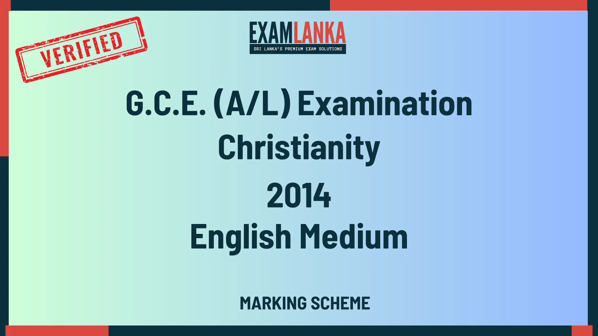 2014 christianity marking english medium