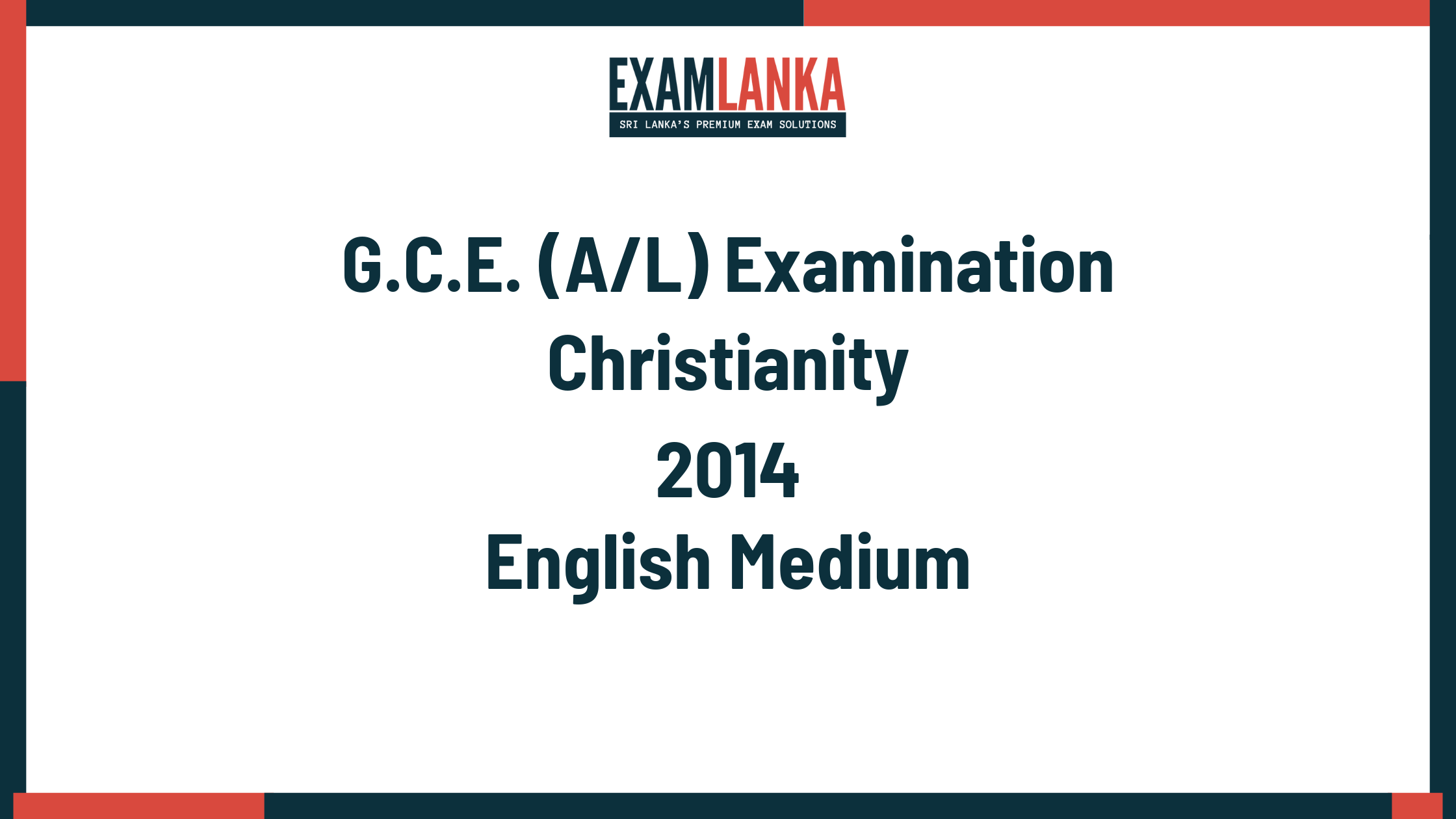 2014 christianity past paper english medium