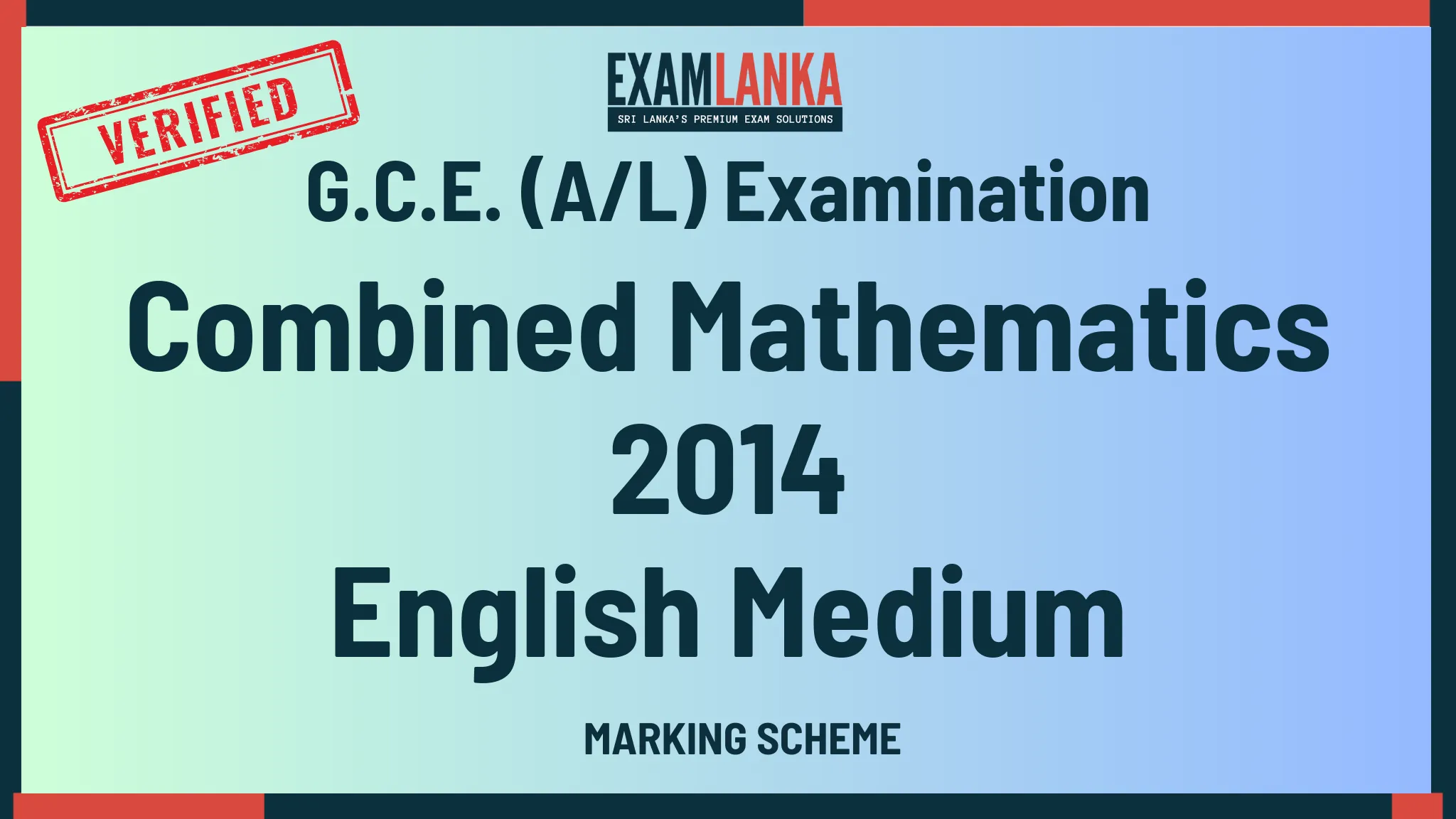 2014 combined mathematics marking english medium