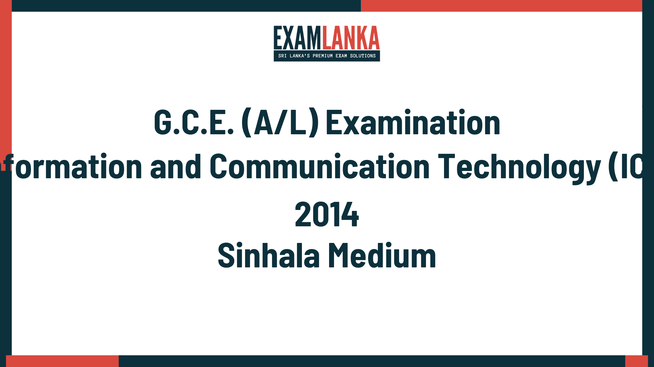 2014 information and communication technology (ict) past paper sinhala medium