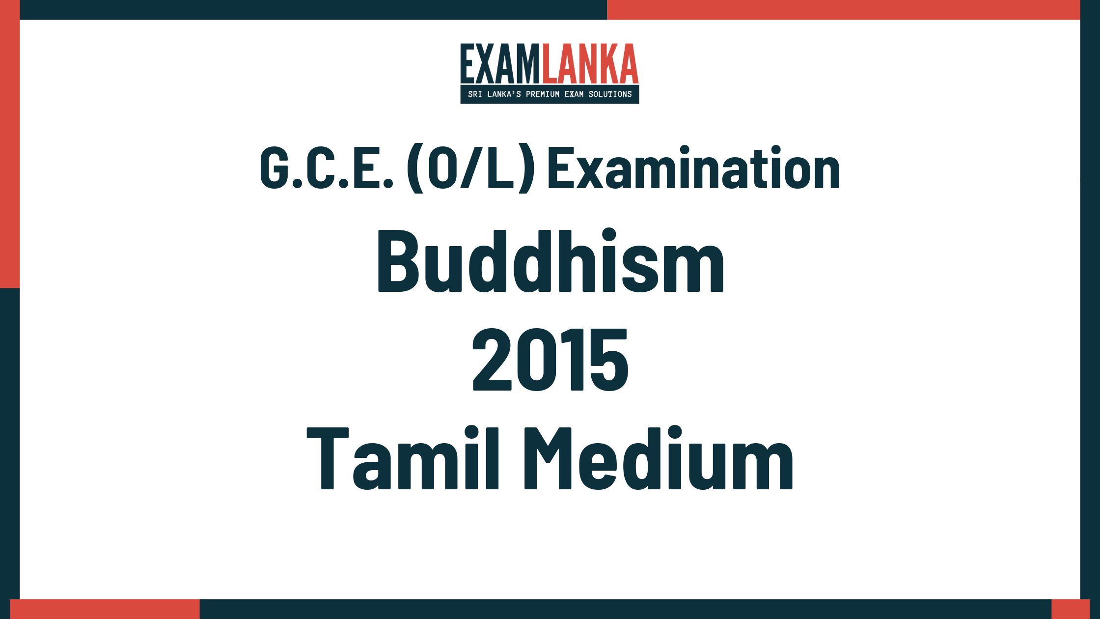 2015 G.C.E. O/L Buddhism Tamil Medium Past Paper