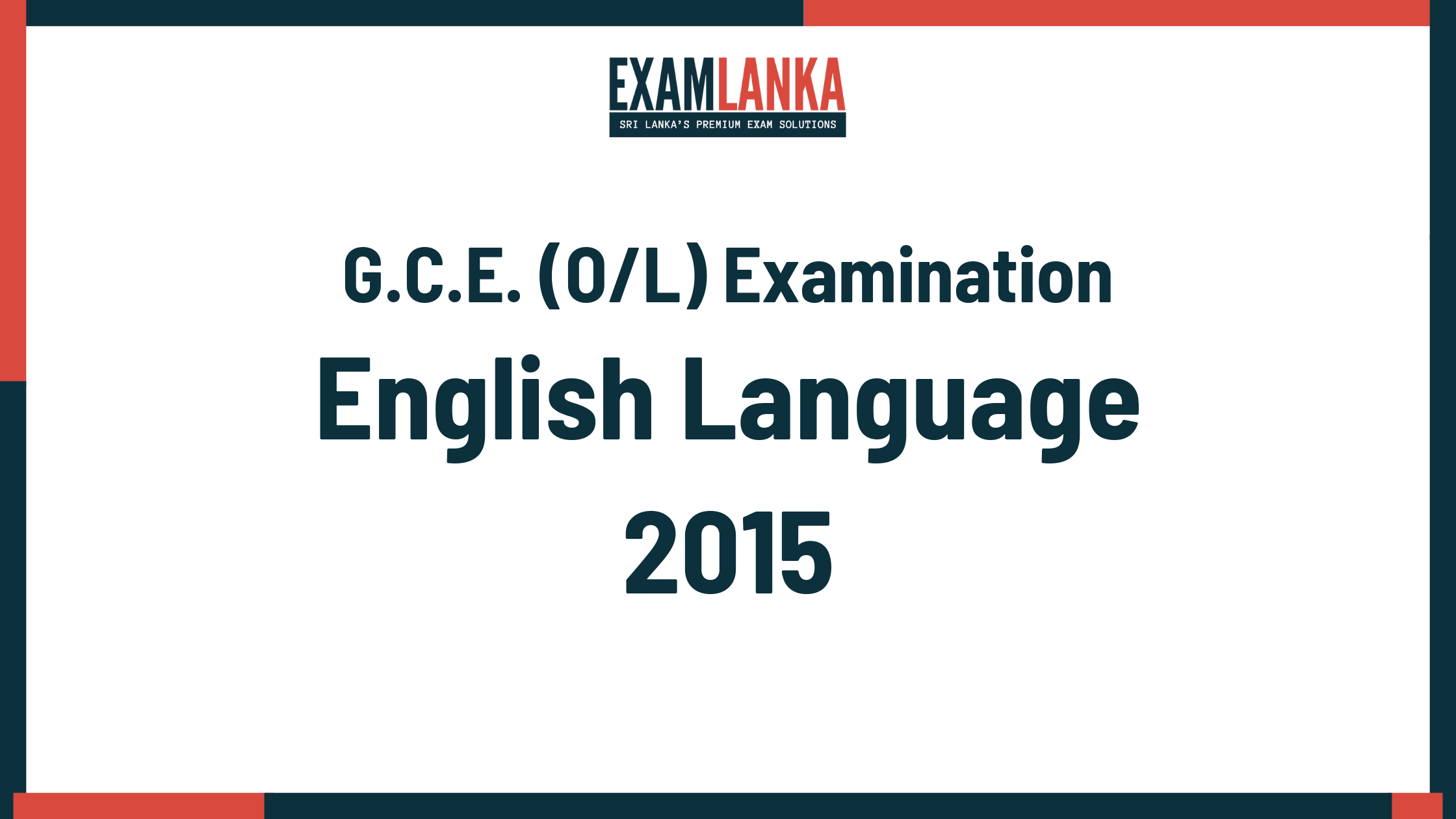 2015 G.C.E. O/L English Language Past Paper