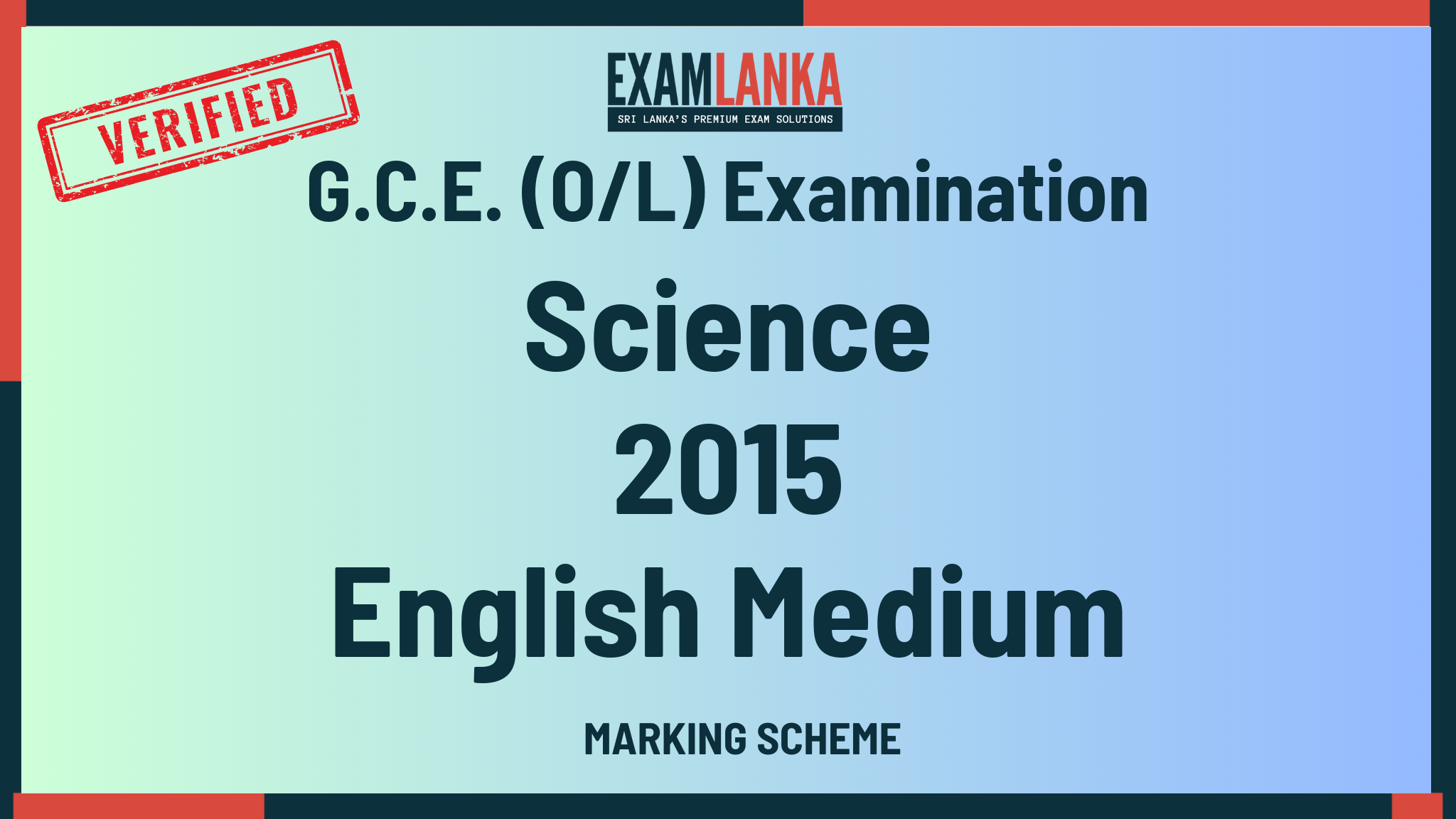 2015 G.C.E. O/L Science English Medium Marking Scheme