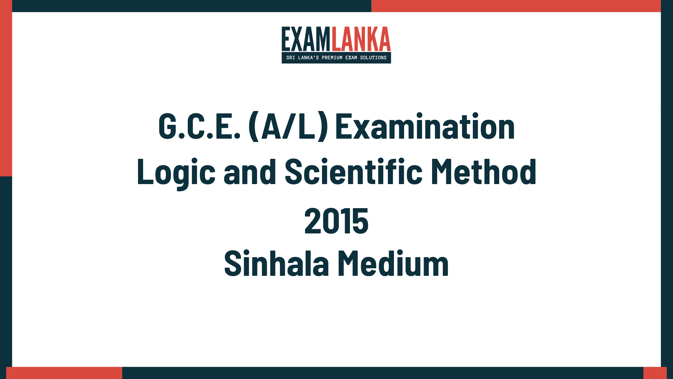 2015 logic and scientific method past paper sinhala medium
