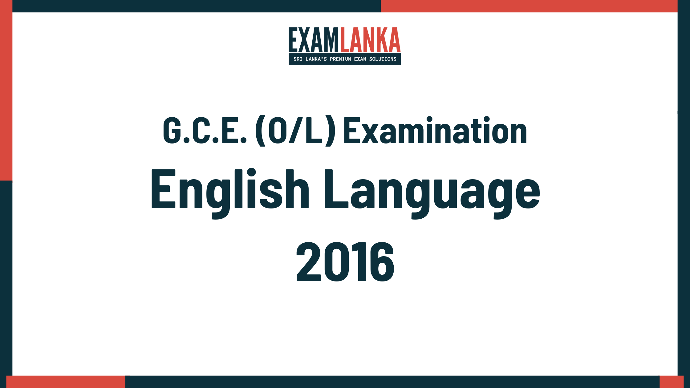 2016 G.C.E. O/L English Language Past Paper