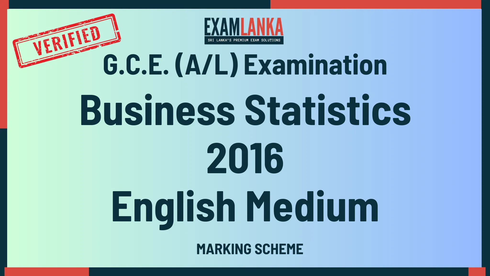 2016 business statistics marking english medium