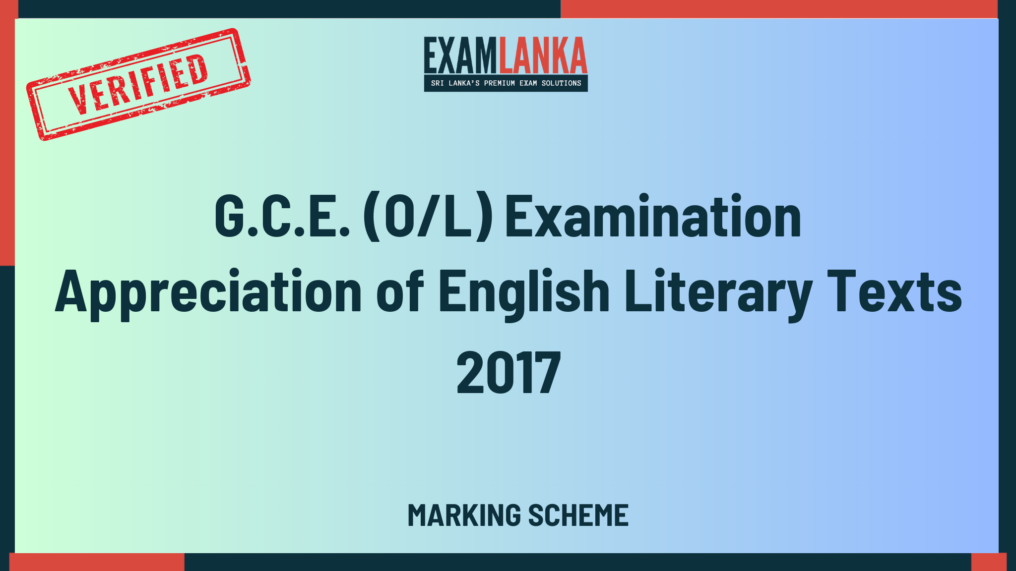 2017 G.C.E. O/L Appreciation of English Literary Texts Marking Scheme