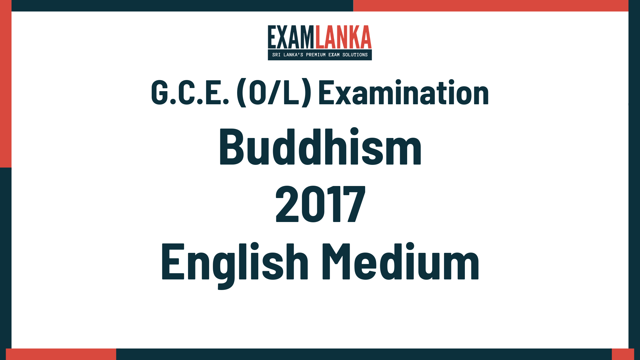 2017 G.C.E. O/L Buddhism English Medium Past Paper