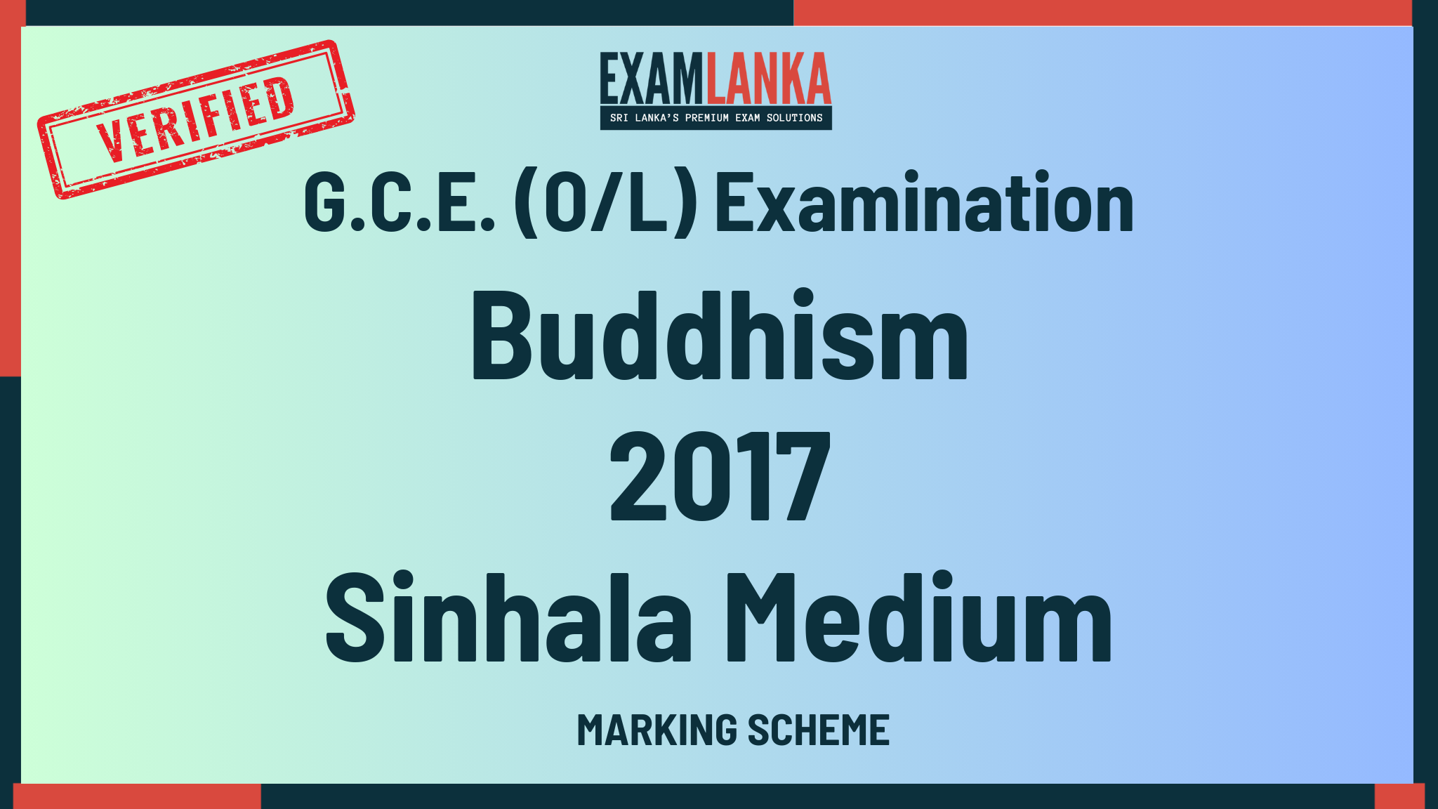 2017 G.C.E. O/L Buddhism Sinhala Medium Marking Scheme