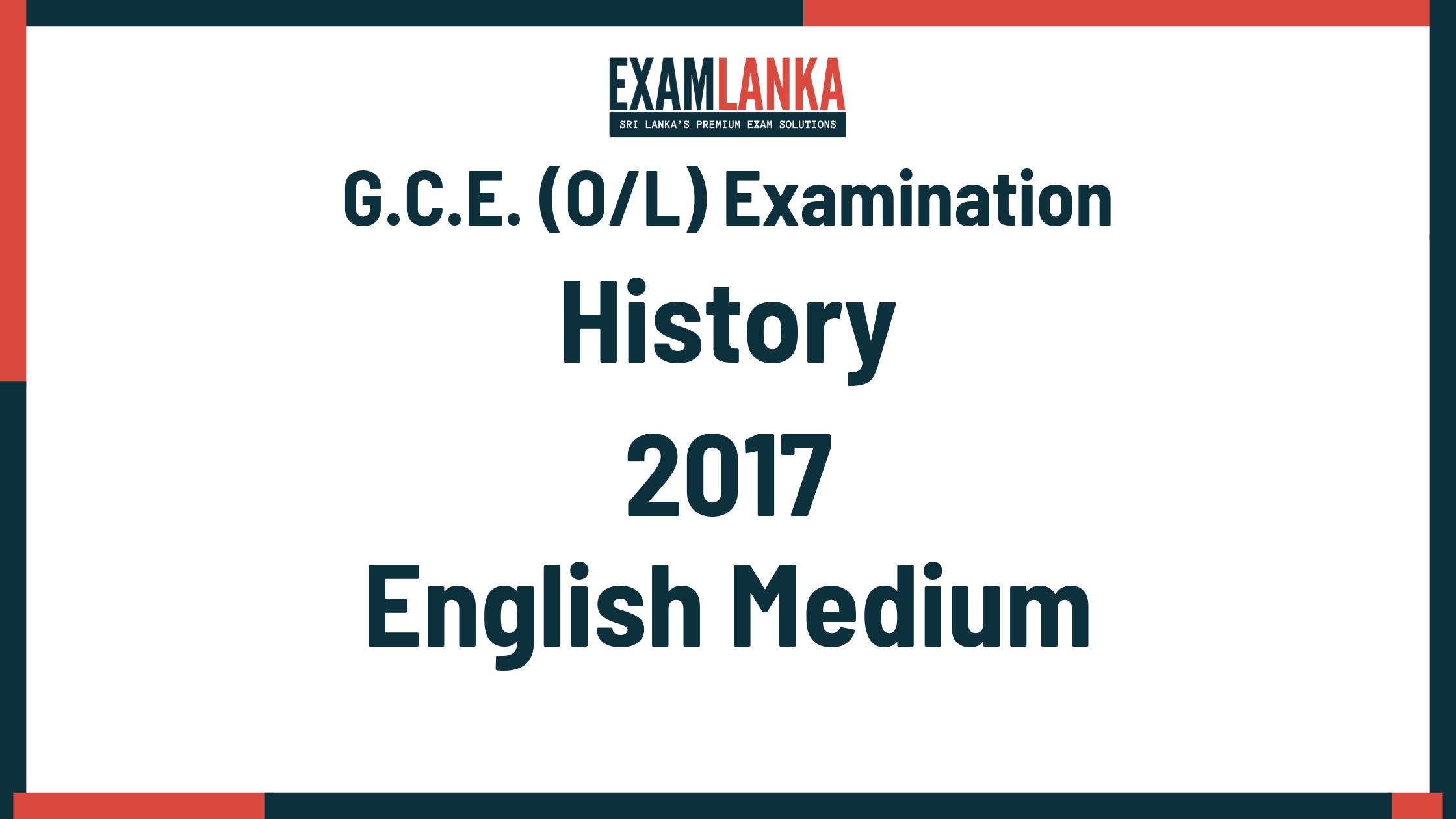 2017 G.C.E. O/L History English Medium Past Paper