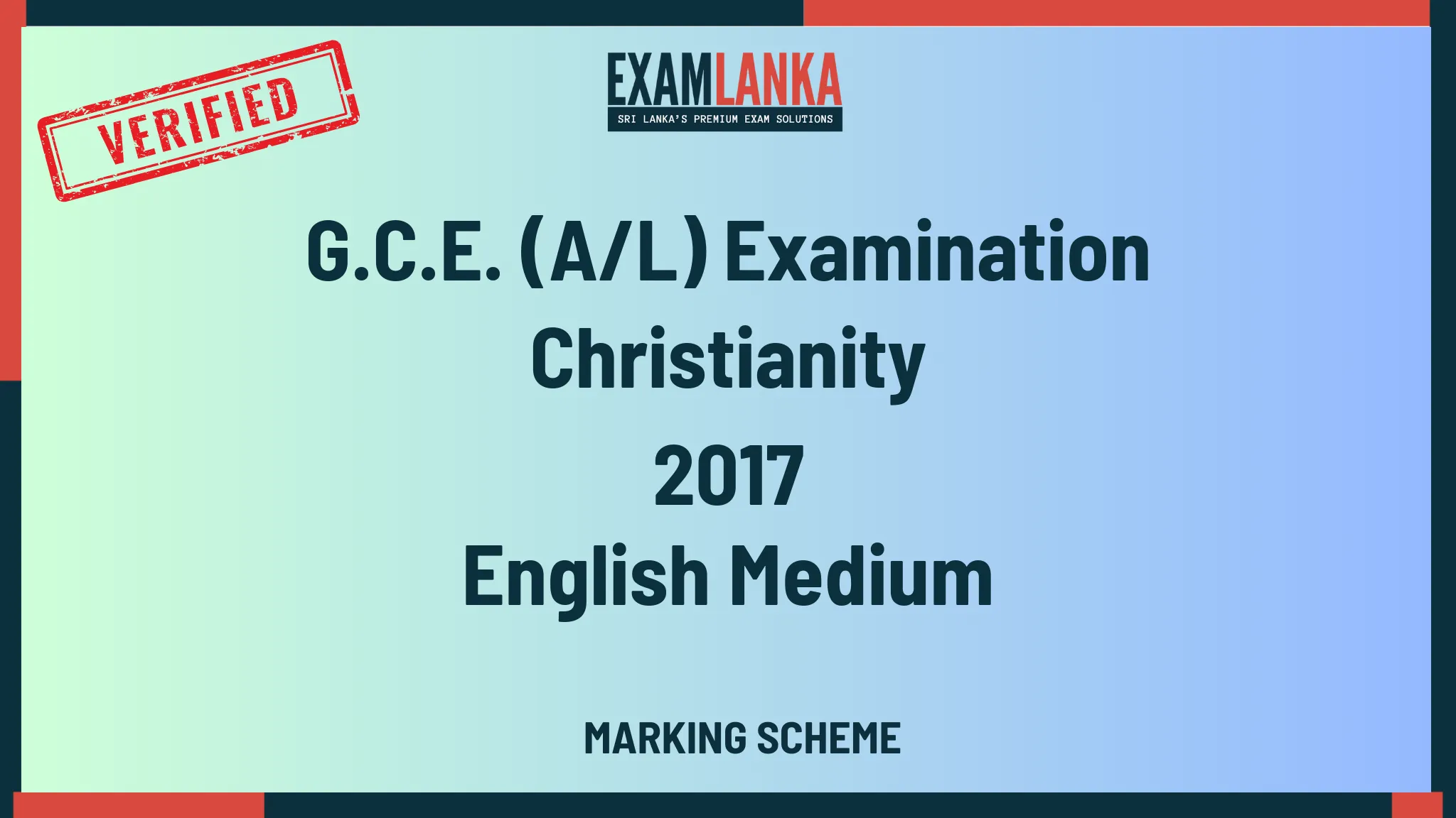 2017 christianity marking english medium