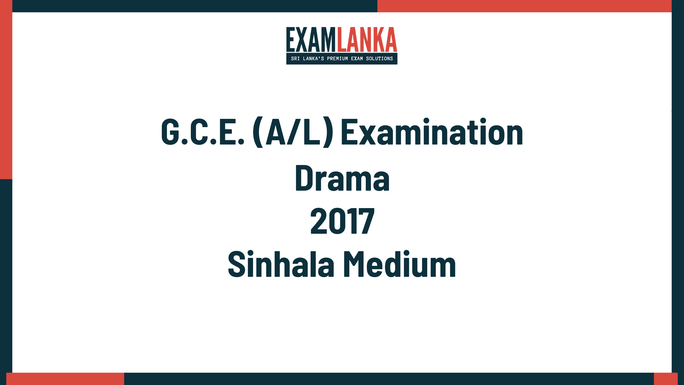 2017 drama past paper sinhala medium