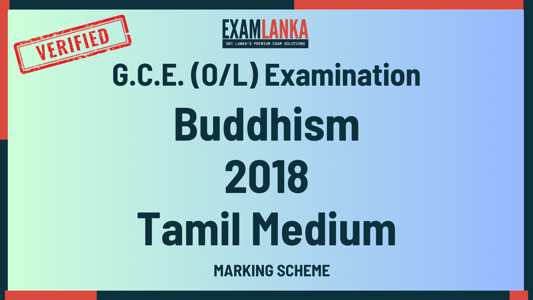 2018 G.C.E. O/L Buddhism Tamil Medium Marking Scheme