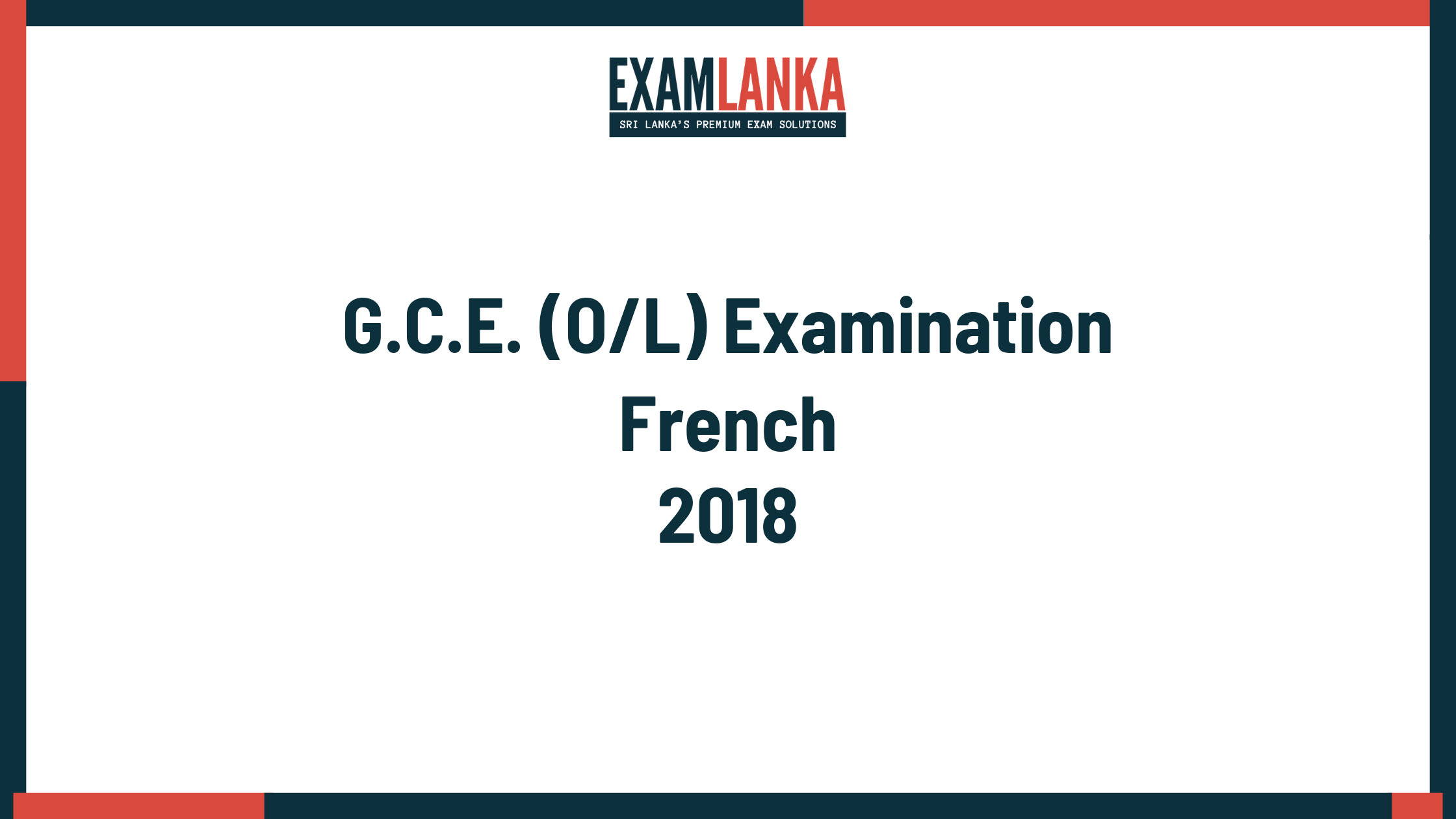 2018 G.C.E. O/L French Past Paper