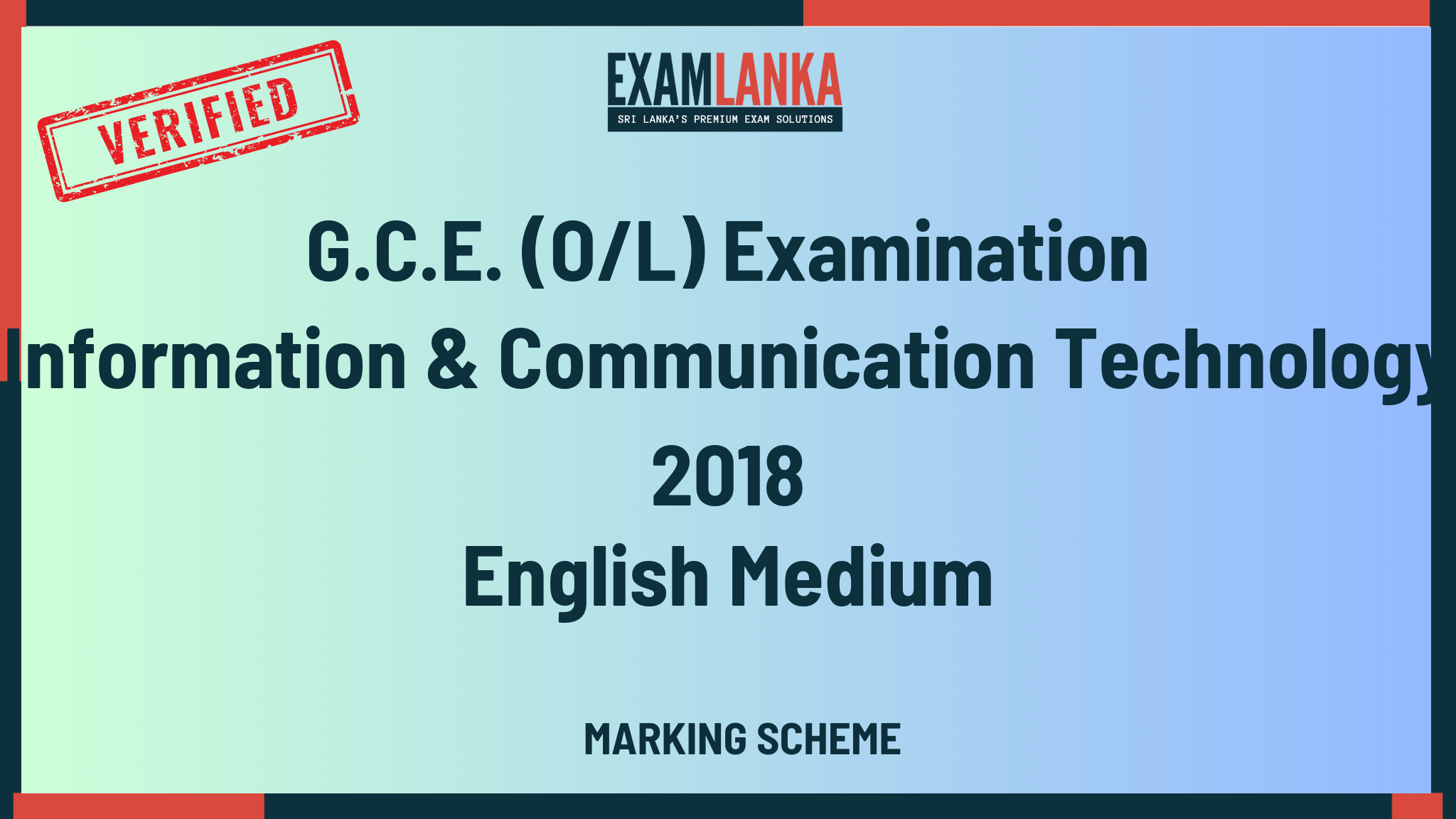 2018 G.C.E. O/L Information & Communication Technology English Medium Marking Scheme