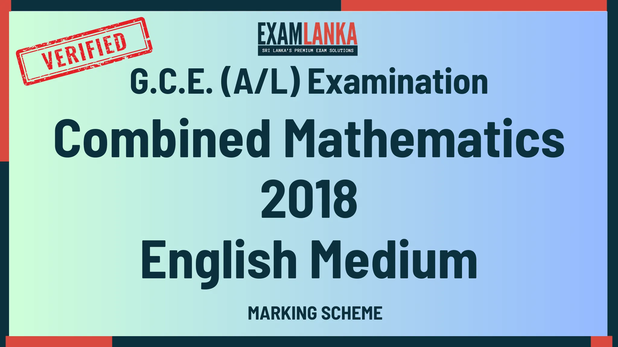 2018 combined mathematics marking english medium