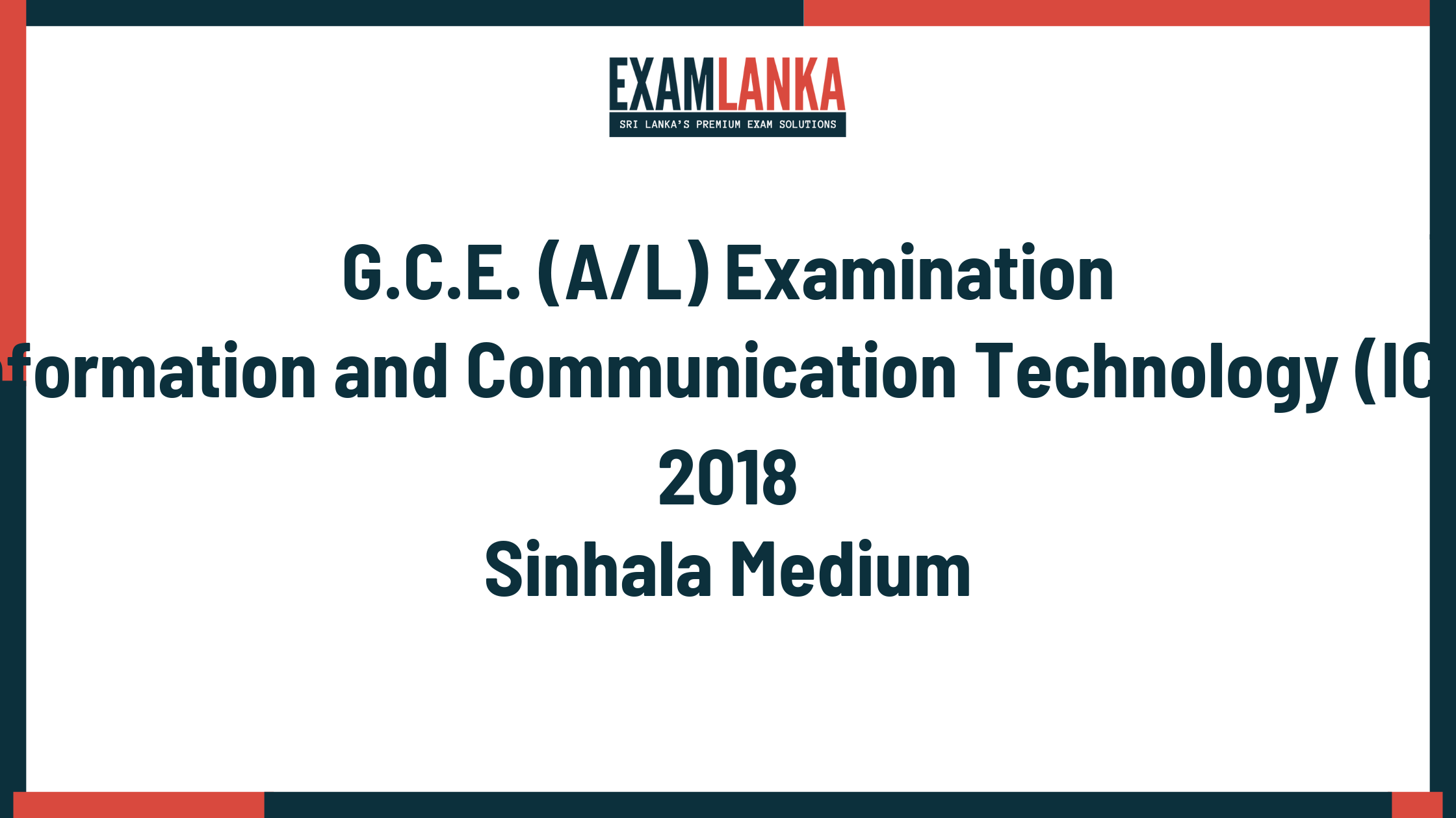 2018 information and communication technology (ict) past paper sinhala medium