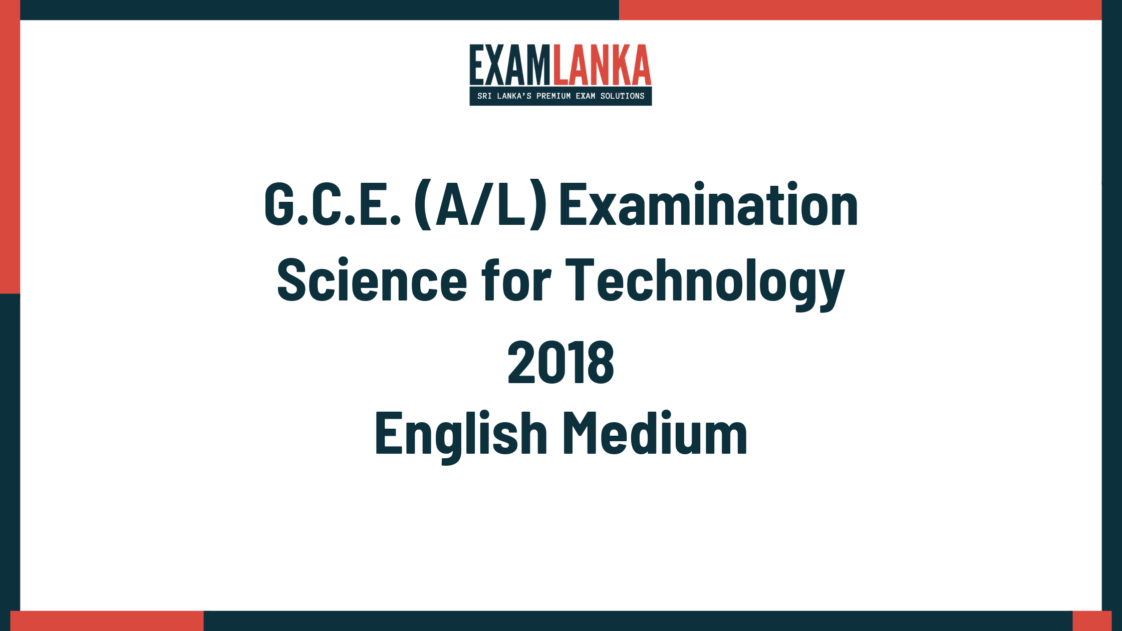 2018 science for technology past paper english medium