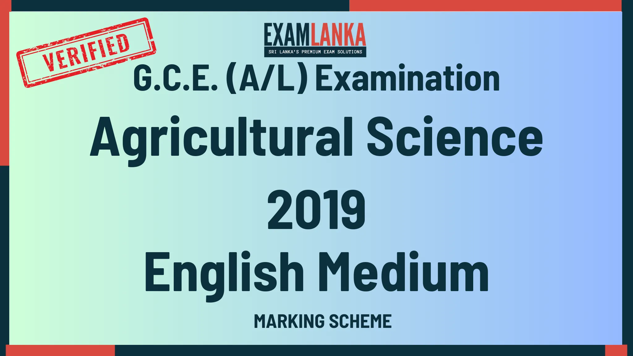 2019 agricultural science marking english medium