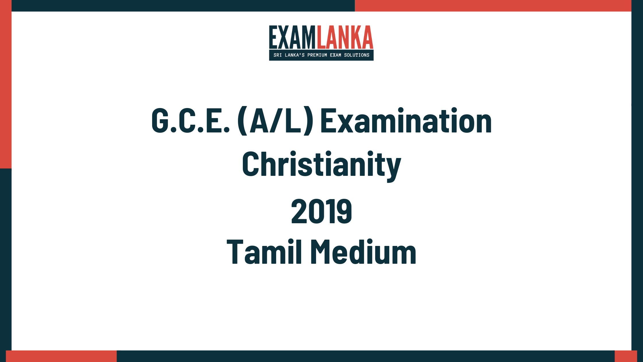 2019 christianity past paper tamil medium