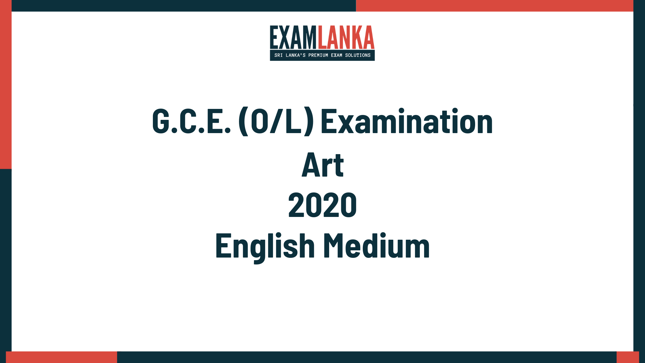 2020 G.C.E. O/L Art English Medium Past Paper