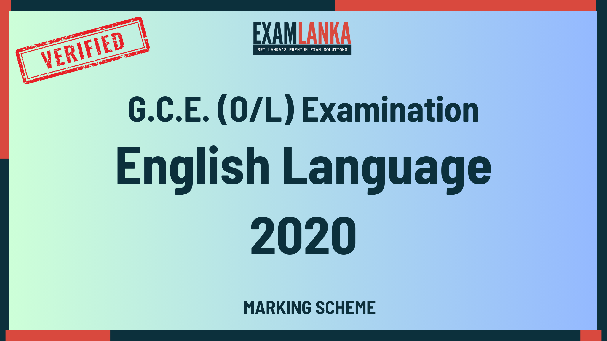 2020 G.C.E. O/L English Language Marking Scheme