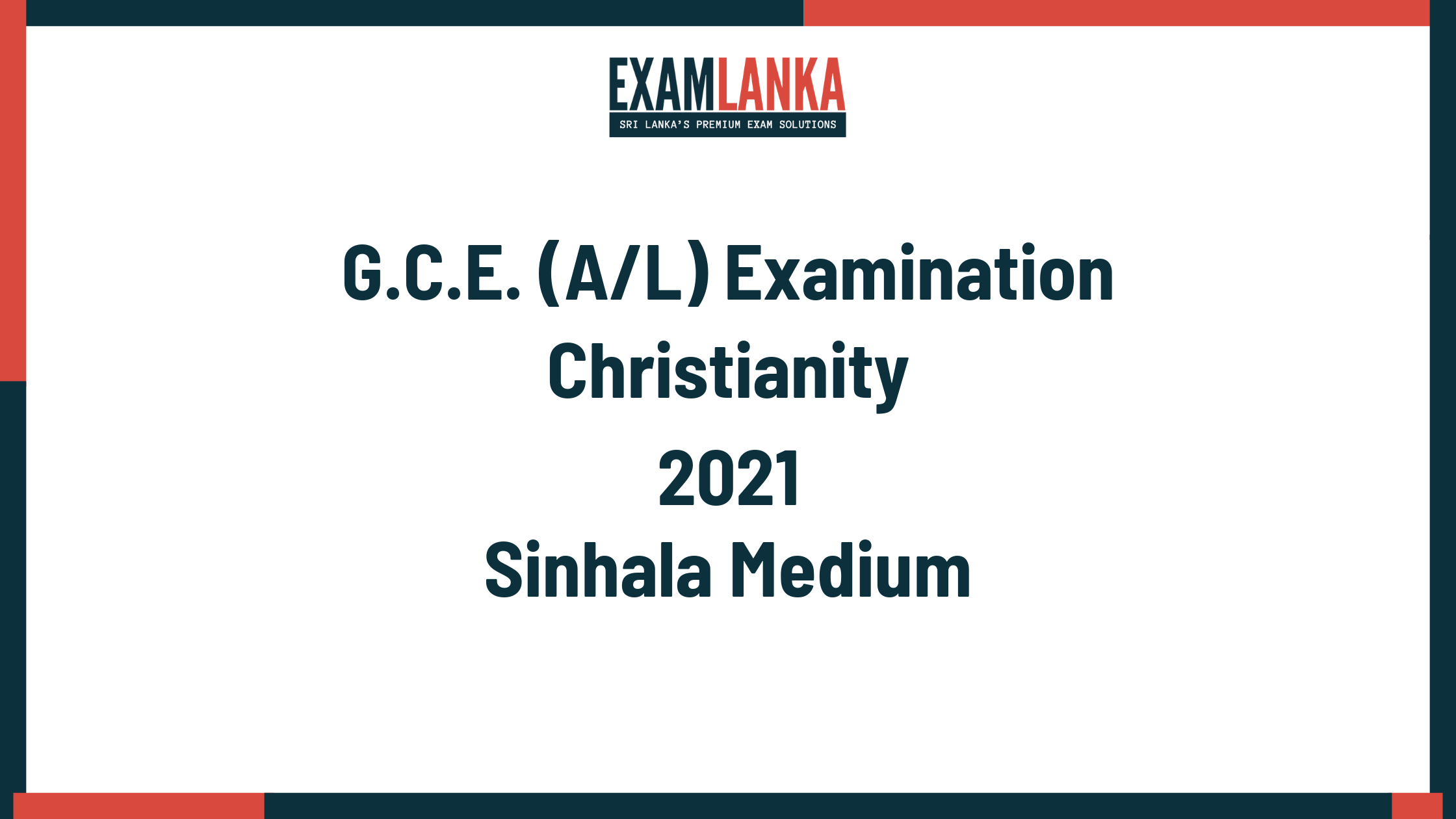2021 christianity past paper sinhala medium